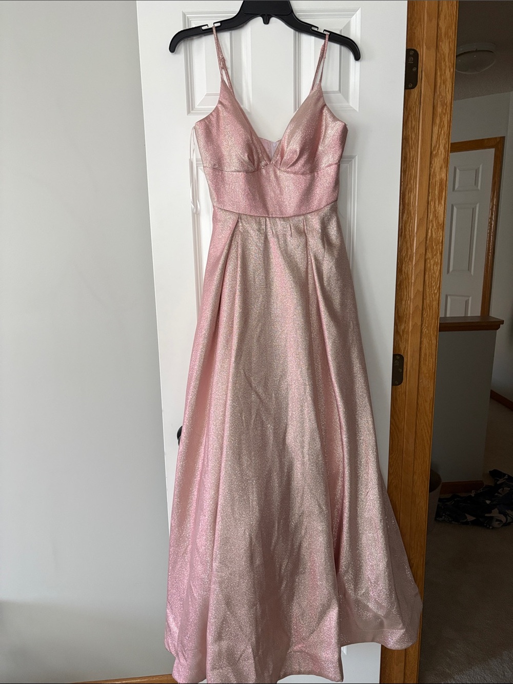 Sparkling Pink Satin A-Line prom dress